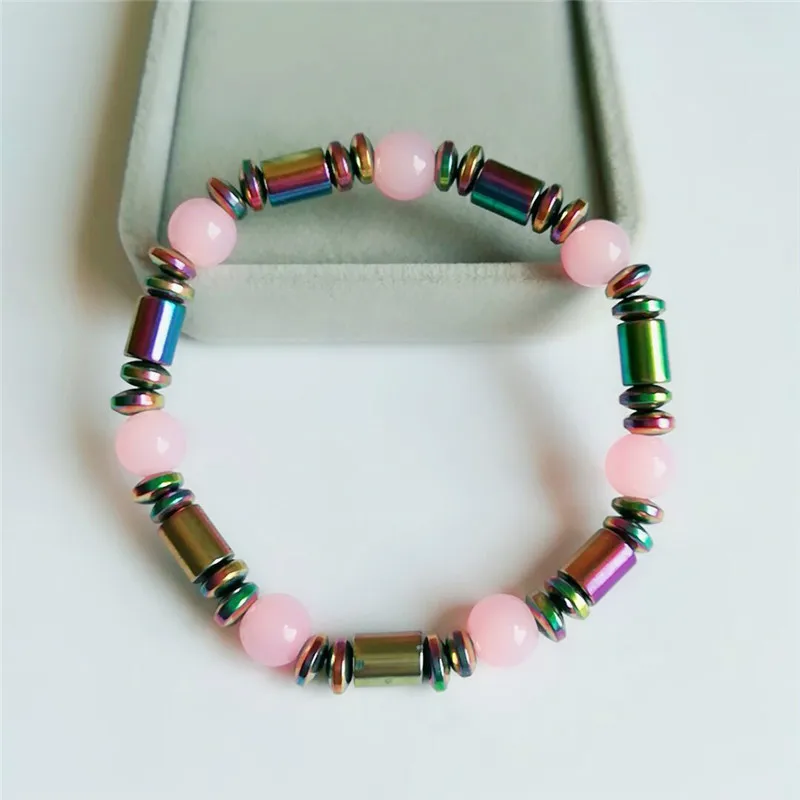 Магнитный браслет с розовым камнем и черным желчным камнем браслеты для похудения для женщин ювелирные изделия мужские браслеты