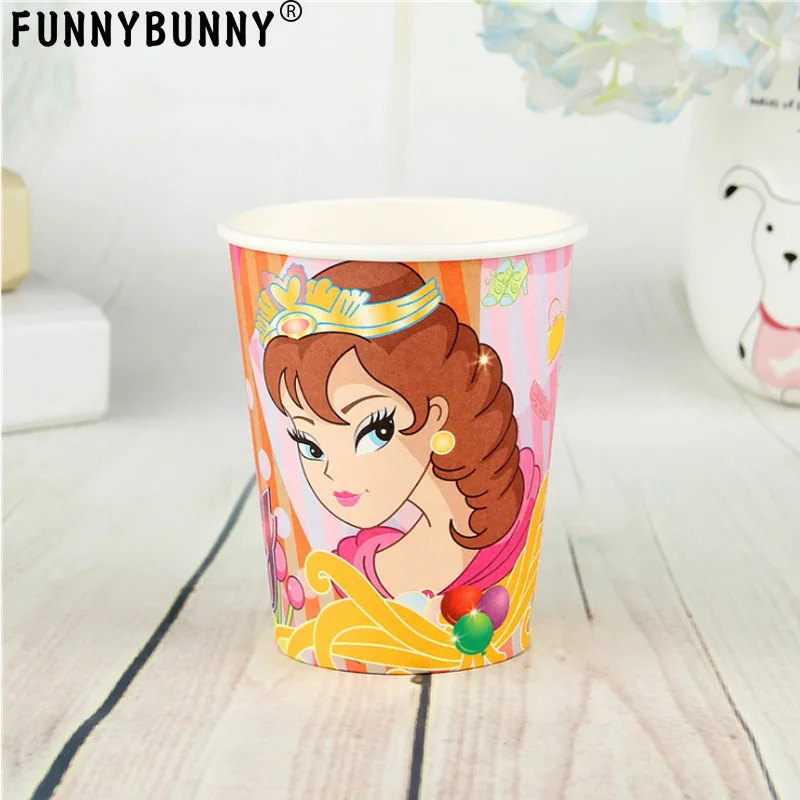 

FUNNYBUNNY Creative Princess Friendship Birthday Party Paper Cups Disposable Tableware (6pcs), Multi Color Party Supplies