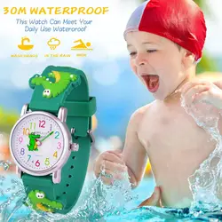 Детские часы крокодил мультфильм силиконовый ремешок Детские часы модные детские кварцевые наручные часы для детей Студенты Часы