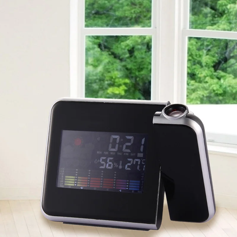 

Hot Sale Two Time Modes Digital LCD LED Projector Alarm Clock Weather Station Thermometer Calendar with Humidity Function