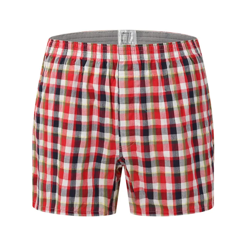 New Mens Underwear Boxers Shorts Casual Cotton Sleep Underpants High Quality Brands Plaid Loose Comfortable Homewear Panties mens boxers with pouch