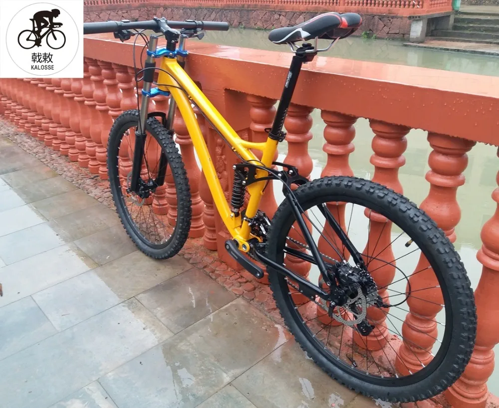 Cheap Kalosse  Hydraulic brakes 26er   M310  24  speed    bikes   17 inch   AM/XC  mountain  bicycle   Full suspension mountain bike 1