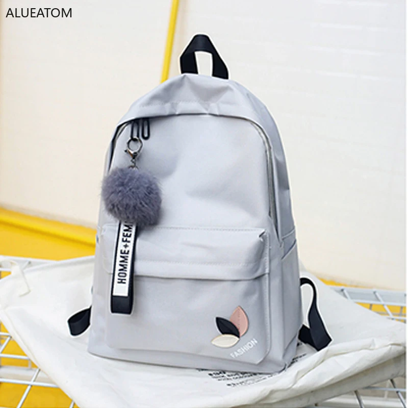 

Women backpack school bags for teenage girl green College wind back pack female High student backbag fashion Hairball 2019