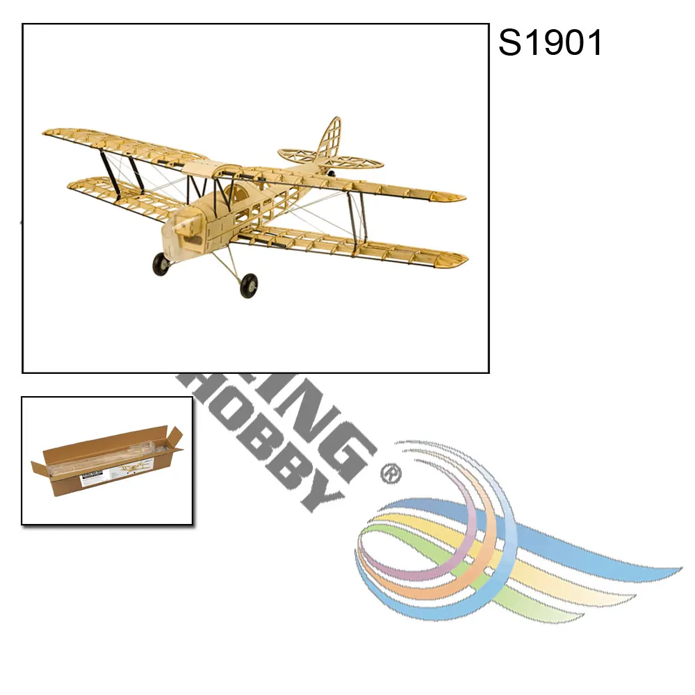 Обновленная мини-модель летательного аппарата Tiger Moth Balsa с электрическим питанием, радиоуправляемый самолет 980 мм, лазерная резка крыльев, модель самолета, комплекты - Цвет: S1901