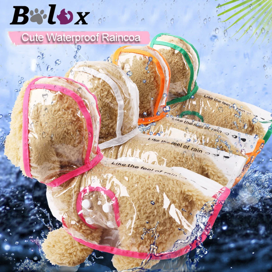 Dog Transparent Raincoat Adjuastable Waterproof Coat for Small Medium Large Dogs Hooded Windproof Design Pet Jacket for Rain