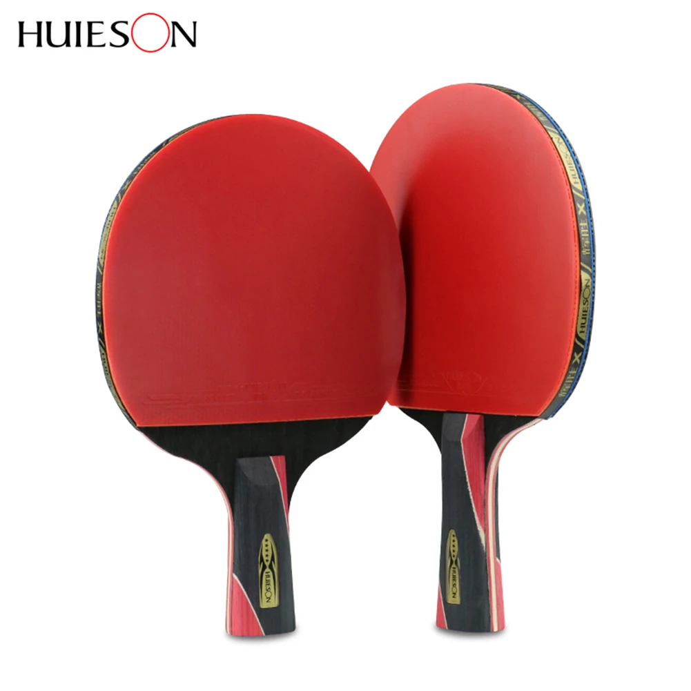 Huieson 1 шт. 5 звезд Черный и красное углеродное волокно Настольный теннис ракетка двойной прыщи-в резиновой ракетка для пинг-понга для