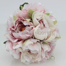 Один Букет Камея розовый свадебный цветок Роза Пион невесты подружки невесты цветок девушка Posy свадебное украшение