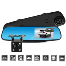 Full HD 1080P Автомобильный видеорегистратор Камера авто 4,3 дюймов зеркало заднего вида цифровой видеорегистратор двойной объектив регистрационная видеокамера dashcam