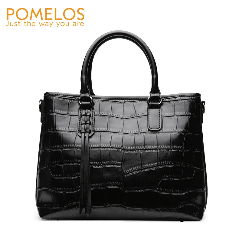

POMELOS Women Handbags Leather Shoulder Bag 2019 New Arrival Alligator Pattern Women Leather Handbags Luxury Ladies Hand Bags