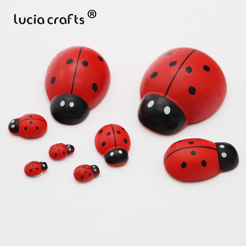 Mini Wooden Ladybug Sponge Self-adhesive Stickers Micro Landscape Decor Art Crafts  for Scrapbooking E1309