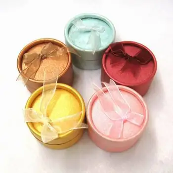 

144pcs Mixed Color Round Cardboard Jewelry Boxes Mother's Day Wedding Candy Box with Bowknot Decor Gifts Box 5.5x5.5x3.5cm