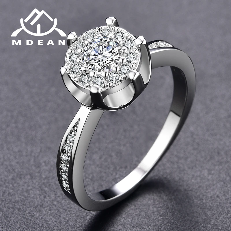 Женские кольца из белого золота MDEAN ювелирные изделия фианита AAA свадебные