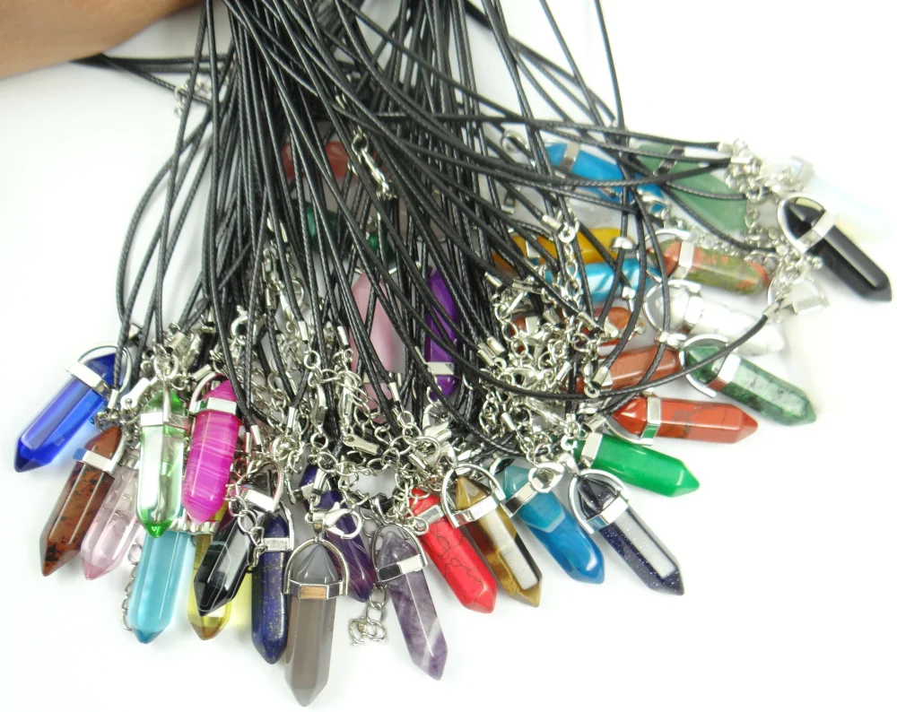 Natural stone Turquoises Quartz Crystal Opal lapis tiger eye Column pendant for diy Jewelry making necklace Accessories 1pcs 2