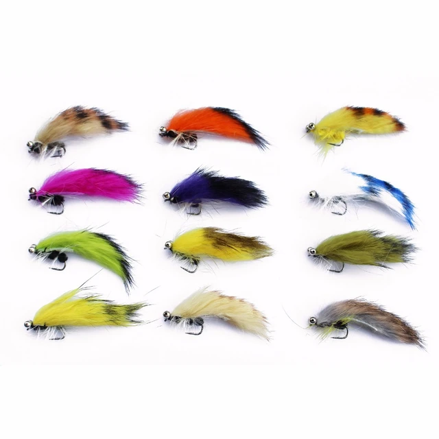 Tigofly 12 Pcs Colors Assorted Zonker Streamers Trout Fly Fishing