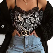 Летние женские сексуальные майки без рукавов с v-образным вырезом, леопардовым принтом и змеиным принтом, кружевные лоскутные облегающие Клубные вечерние топики