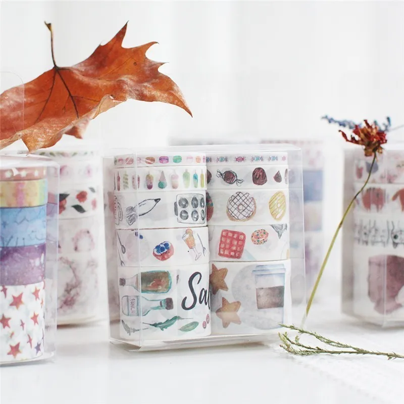 

Kawaii Colorful Handbook Retro Masking Tape Set Cute DIY Decoration Diary Paper Washi Tape Sticker Girl School Stationary 024057