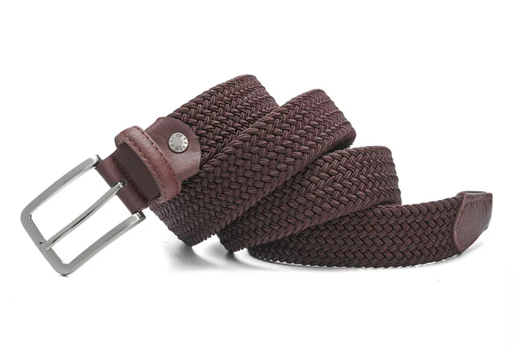 Elastic Belt For Men And For Women Waist Belt Canvas Stretch Braided Woven Leather Belt 1-3/8" Wide Dark Brown Extend 160 CM branded belt for men