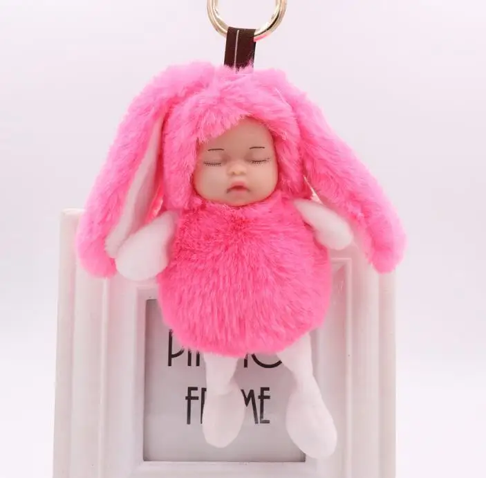 Большой размер Спящая Детская кукла брелок с кроличьими ушками плюшевые украшения для свадьбы брелок-игрушка украшение автомобиля - Цвет: 3