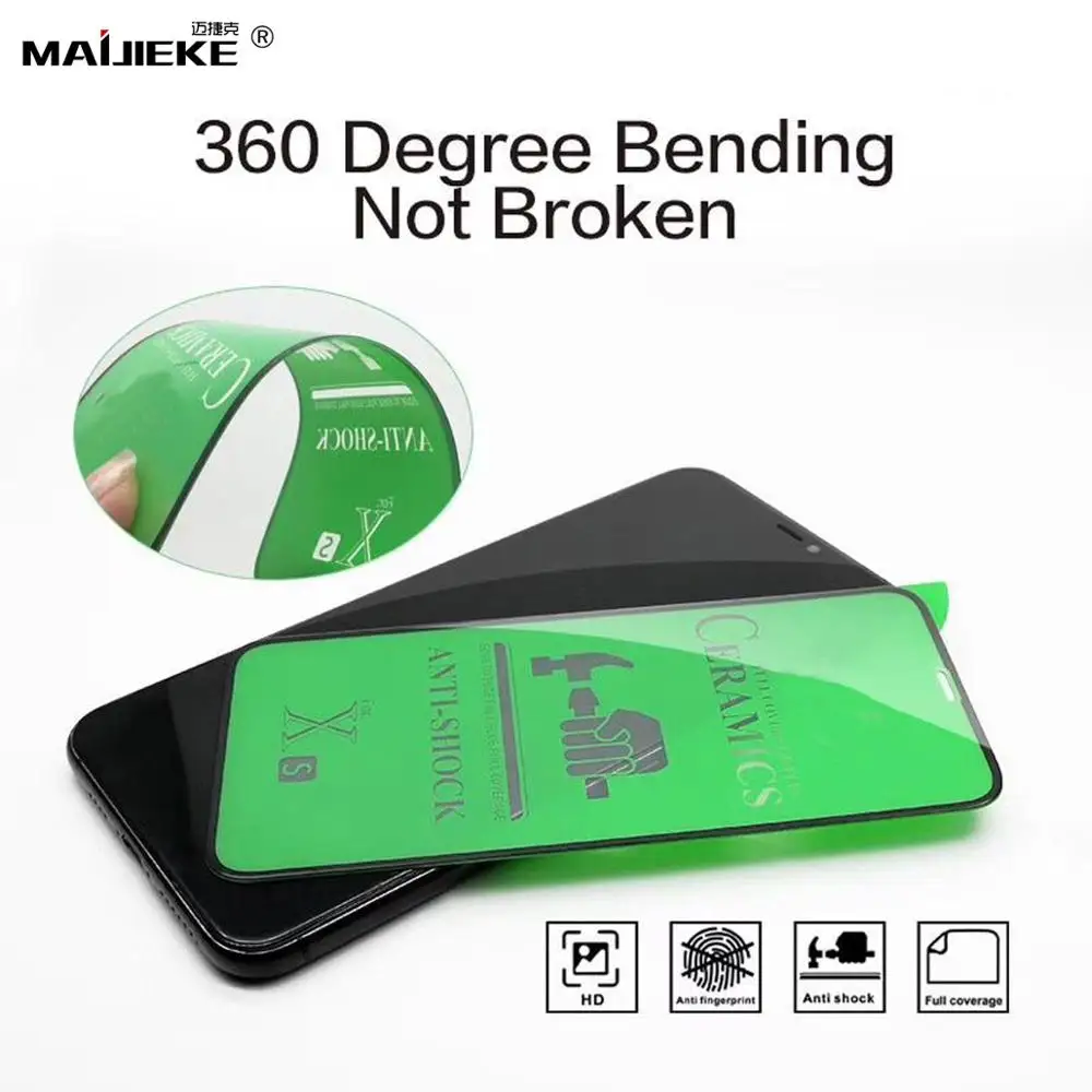 

10PCS 9H Full Glue Ceramic Film for iPhone 11 pro max Xr X Xs max Screen Protector for iPhone 6s 6 7 8 Plus Ceramics Film