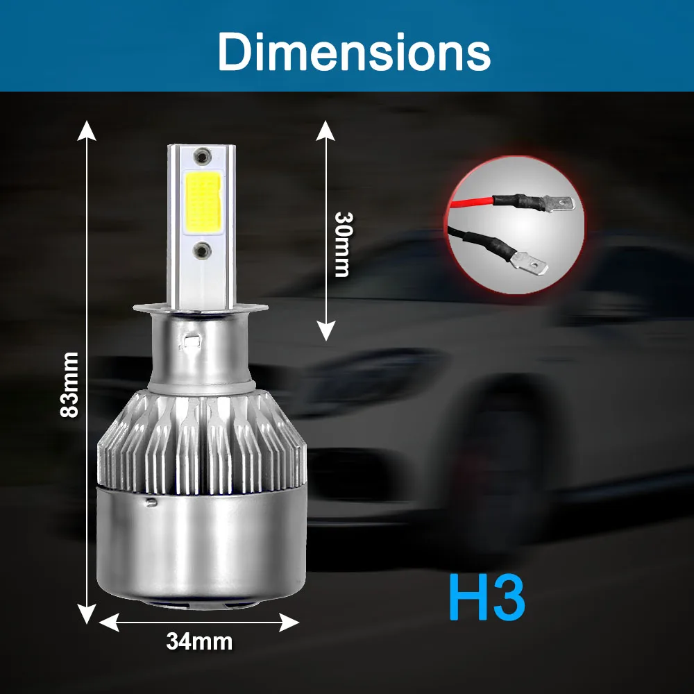 Shipping by DHL PAMPSEE H7 LED H11 H4 Hi/Lo H1 H3 H8 HB1 HB3 9006 HB4 HB5 H10 H13 H16 H27 Car Headlight Bulbs 6000K 8000K COB C6