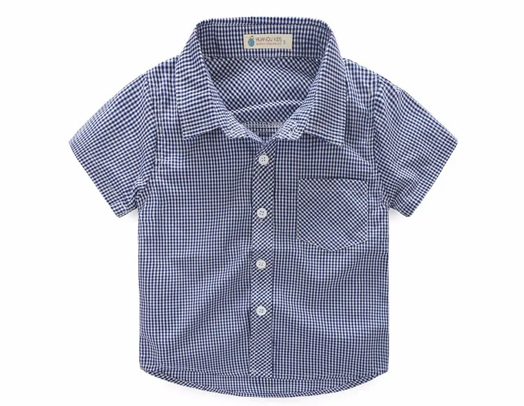 Г. Новинка, Летние Стильные брендовые рубашки в клетку для мальчиков детская хлопковая одежда в британском стиле повседневные рубашки с короткими рукавами для мальчиков RC639