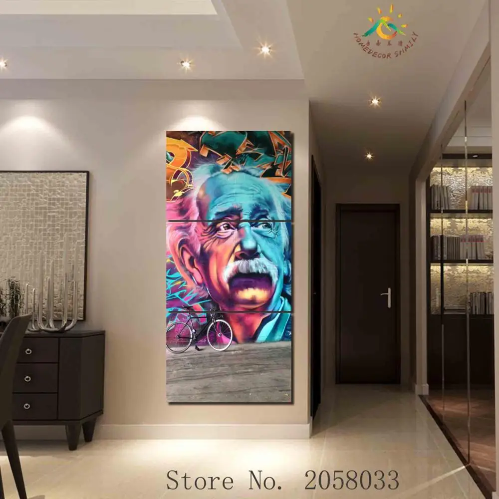 

3 Pieces Einstein Figure Pictures Poster Modern Home Wall Art Decor Canvas Picture Art HD Print Painting On Canvas