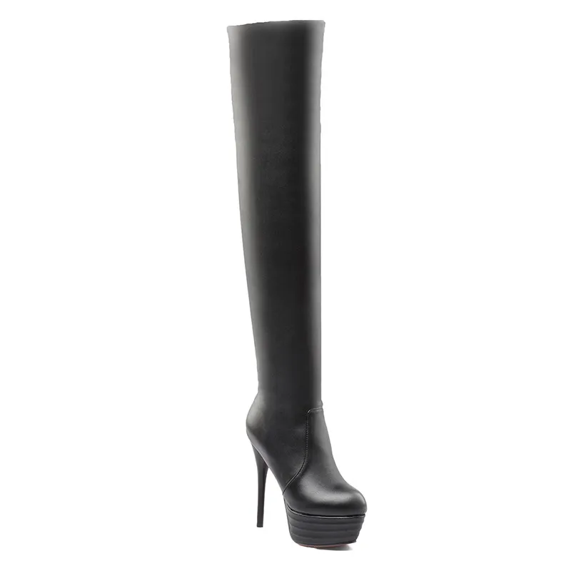 black not zip (M-6) ASUMER/; Сапоги выше колена; женские сапоги; сезон осень-зима; женские эластичные сапоги до бедра на платформе, на молнии, на высоком каблуке-шпильке - Цвет: black not zip (M-6)