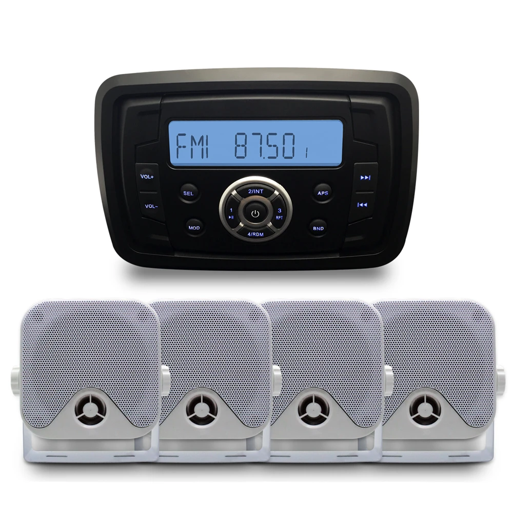 

Marine Boat Bluetooth Radio FM AM Stereo Car MP3 Player Audio + Marine Waterproof Motorcycle Speaker Outdoor ATV UTV Speakers
