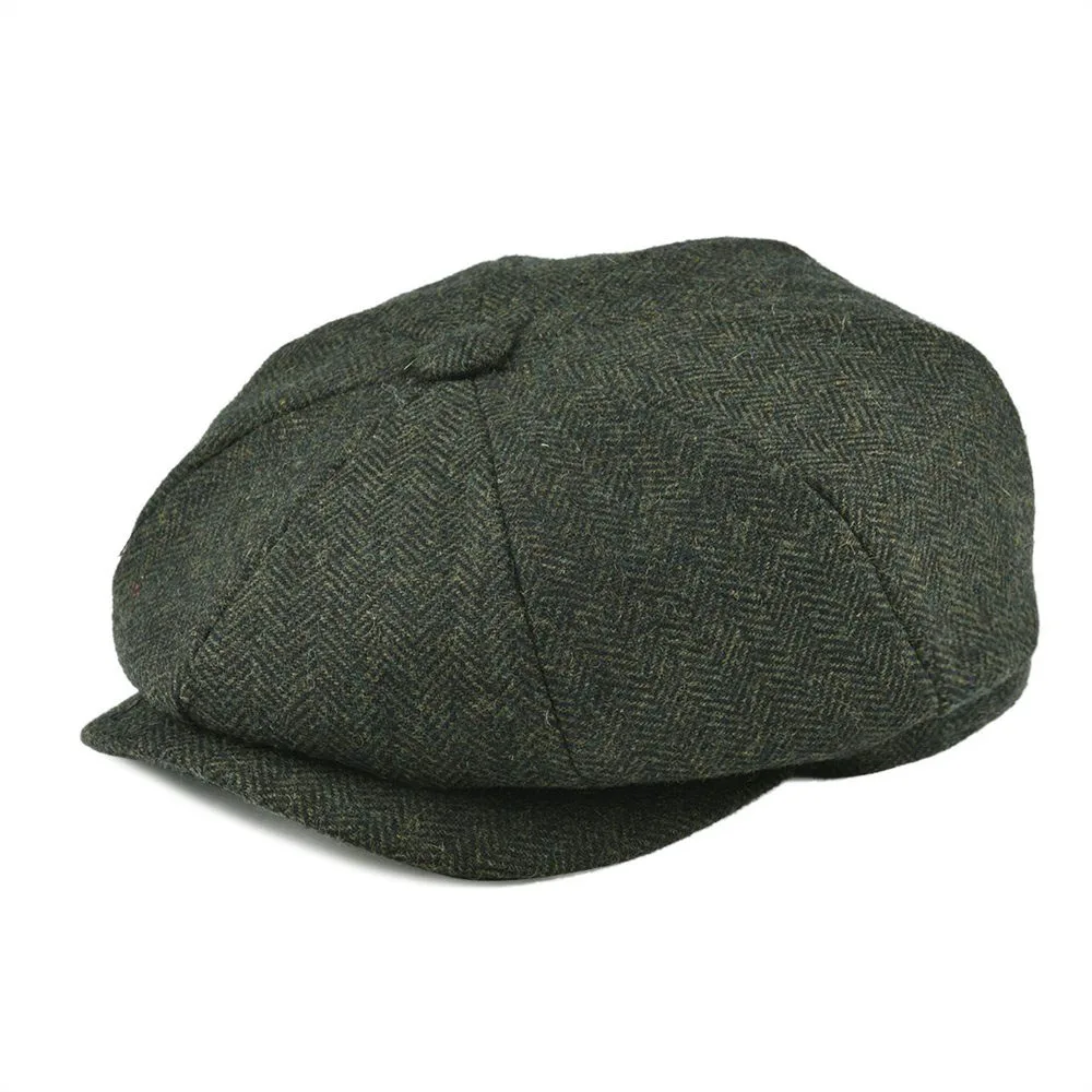 BOTVELA Handmade Wool 8 piece Coffee Herringbone Newsboy Cap Men 8