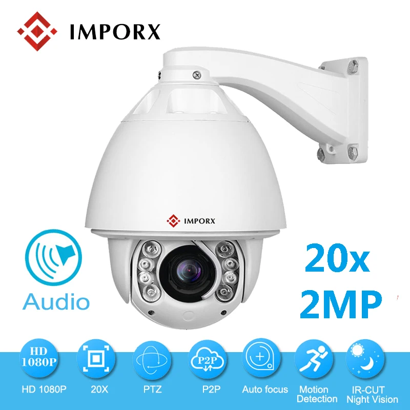 

IMPORX 20X 2MP Audio HD 1080P Auto Tracking CCTV Camera Outdoor Security Surveillance PTZ IP Camera Support Speaker Microphone