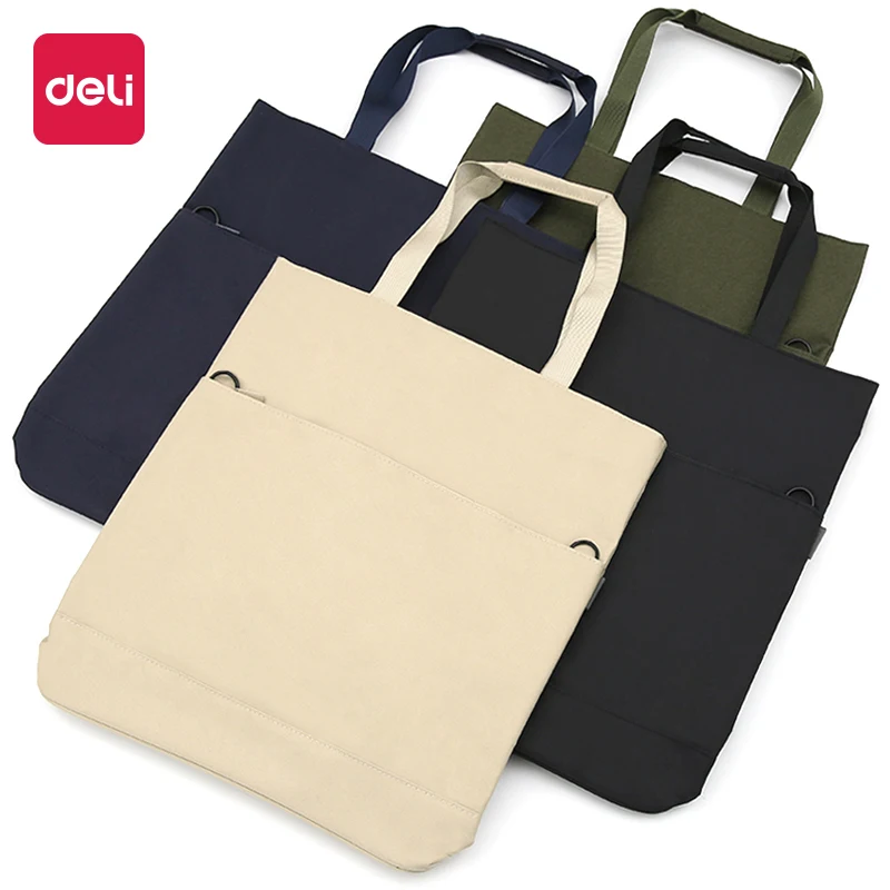 

Deli 1pcs document Portable business canvas briefcase portable double-layer large capacity information file storage bag househol