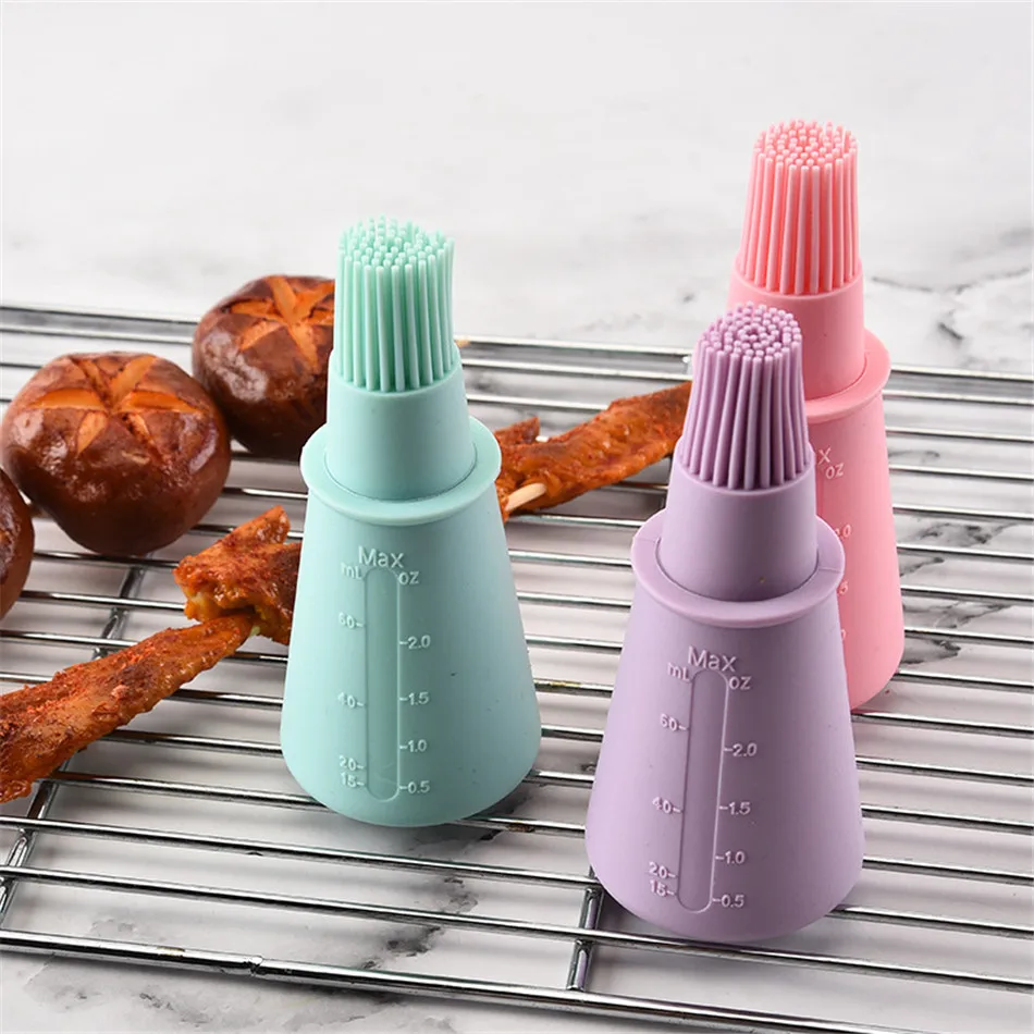 

VOGVIGO Hot Sale Opaque Silicone Straight Oil Bottle Brush Barbecue BBQ Brush with Scale Brush Kitchen Tool