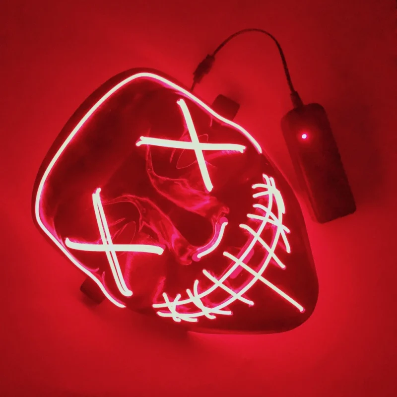 Маска на Хэллоуин Светодиодный светильник Вечерние Маски Неон Косплей тушь для ресниц ужас светящийся в темноте маска