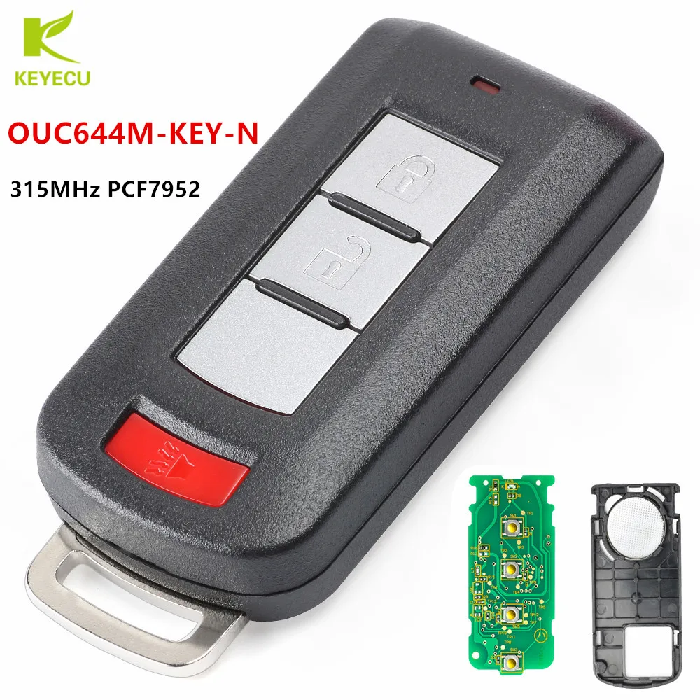 KEYECU запасной дистанционный смарт ключ брелок 2 + Panic 315 МГц PCF7952 чип для Mitsubishi Mirage