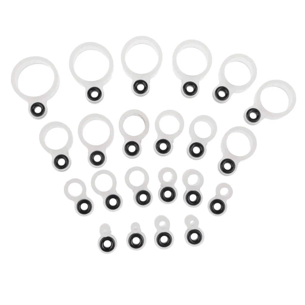 22pcs Silicone Fishing Rod Guides Eye Rings Line Rings DIY Parts, 22 Different Sizes Mixed Guias de cana de pescar