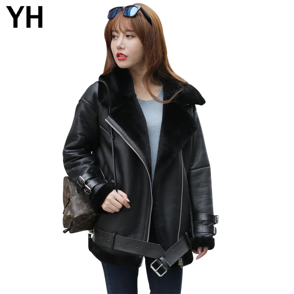 

Women Real Merino Sheep Fur Jacket Winter Long Genuine Sheep Leather Coat Bomber Jacket Natural Shearing Sheepskin Leather Coats