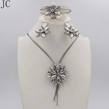 

Romantic Jewelry Sets For Women Necklace Earrings Pendant Jewelry Sets For Party Wedding Gift Round Flower Jewelry