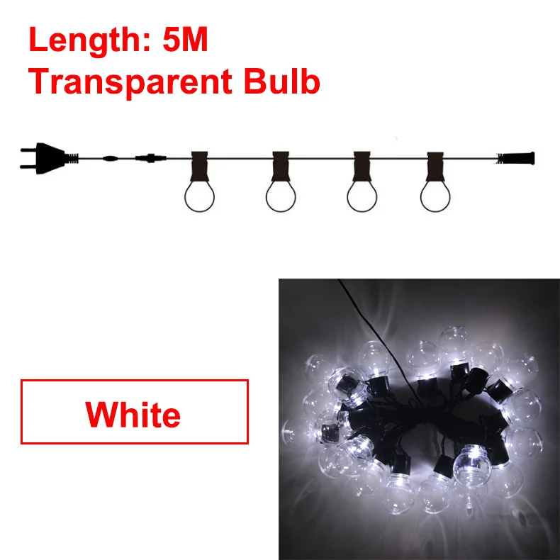 Guirnalda люсис привело освещение украшение Праздничная гирлянда светодиодный гирлянда сказочные огни домашний декор Рождественские Свадебные огни Lichterkette - Испускаемый цвет: 5m white clear bulb