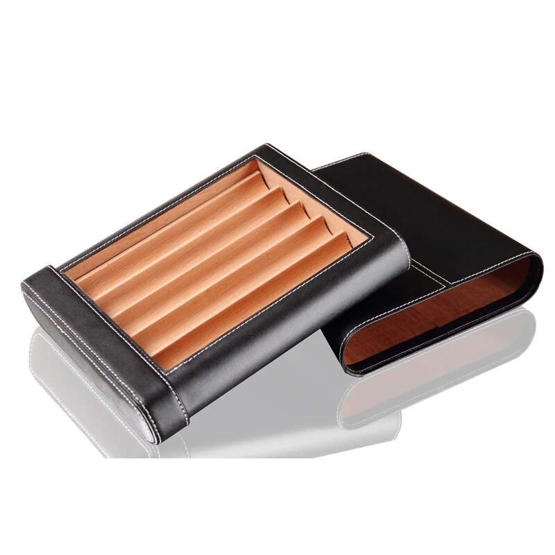 

Genuine Leather Havana Cigar Case travel gadgets Mini Humidor cigar accessories Wooden Lining Portable Leather Travel Cigar Case