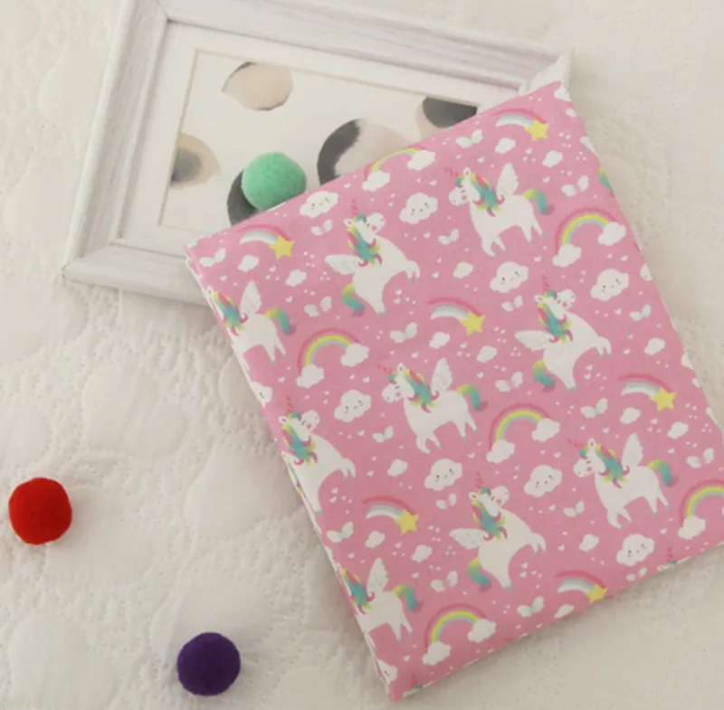 Половина ярда розовый низ с единорогом импорт простая хлопковая ткань, ручной работы DIY одежды платье Детская ткань хлопок B352