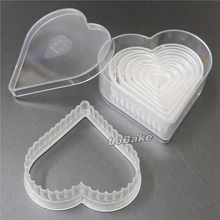 7 шт./компл.) волнистый край дизайн сердца Поликарбонат торт печенье с мастикой Кекс вкладыши резак для DIY домашние Аксессуары для выпечки