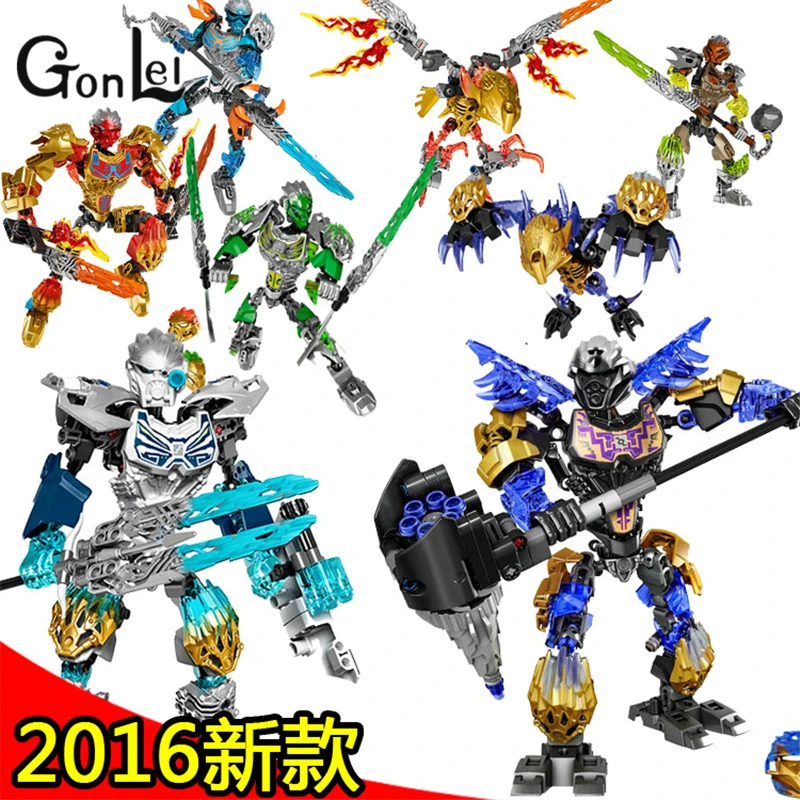 GonLeI marvel Super heroes Biochemical Warrior BionicleMask of Light Bionicle Tahu Ikir Bricks Building font b