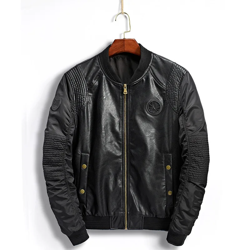 

3XL Motorcycle Military Pilot Jackets Men Autumn PU Leather Windbreaker Coats Business Bomber Clothing Tactical Army Outerwear