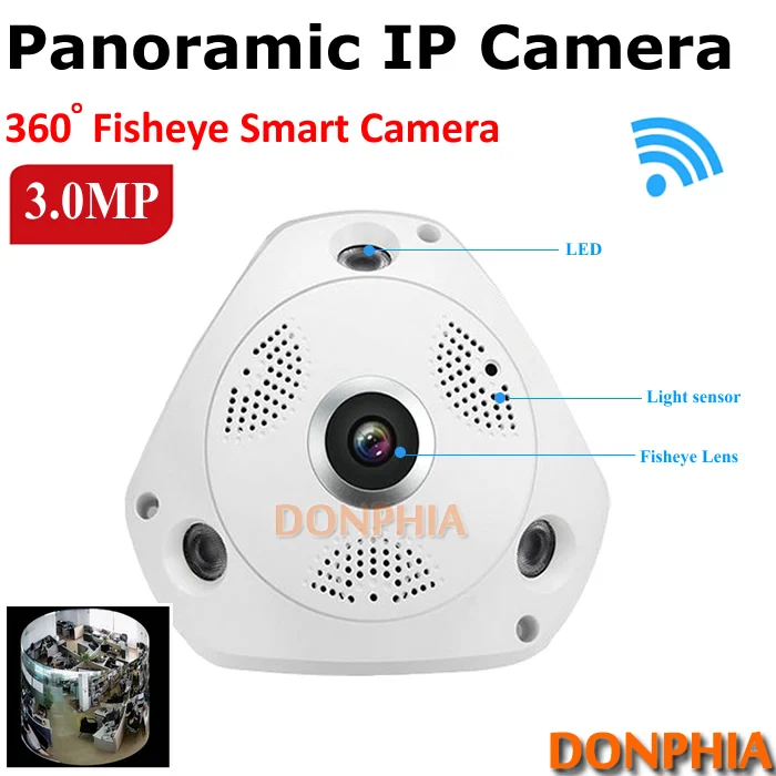 3.0 Мегапиксельная HD панорамный ip-камера с 360 Градусов рыбий глаз объектив ик