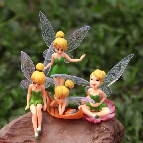 

Cute 4pcs/set Tinker Bell Fairies Resin Action Figures Tinkerbell Fairy Adorable Ornaments Anime Figurines Cake Topper Kids Toys