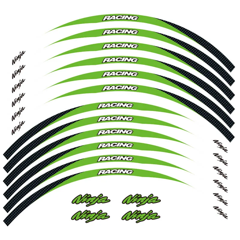 Горячая мотоцикл передний и задний край внешний обод наклейки колесные наклейки Светоотражающие Водонепроницаемые 17 дюймов наклейки s для Kawasaki NINJA