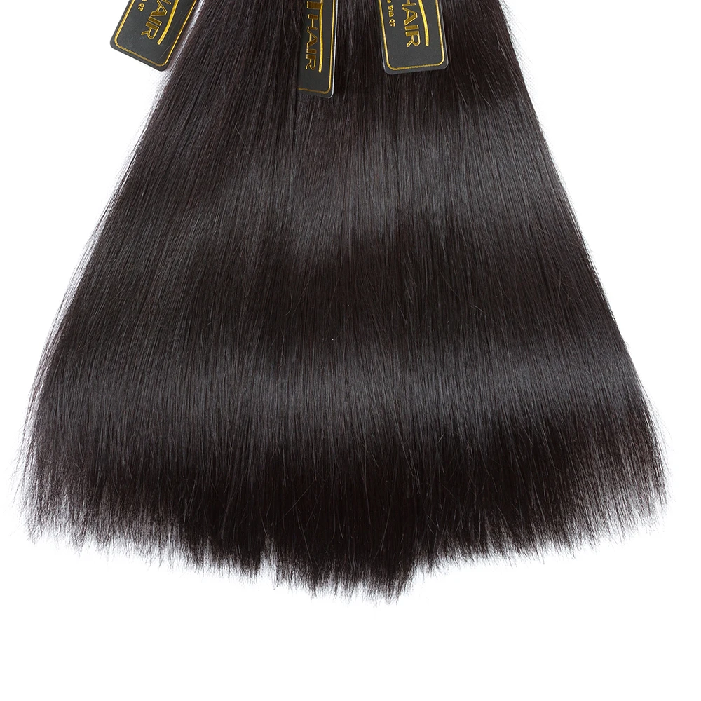 Прямые пучки волос с бразильские волосы с закрытием пучки переплетения с 2*6 Закрытие человеческих волос пучки с закрытием Remy QT волосы