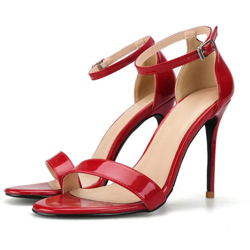 GENSHUO босоножки; классическая женская обувь с открытым носком; sandalias mujer; коллекция года; Zapatos de Mujer; обувь на высоком каблуке; большие размеры; цвет черный, белый, красный