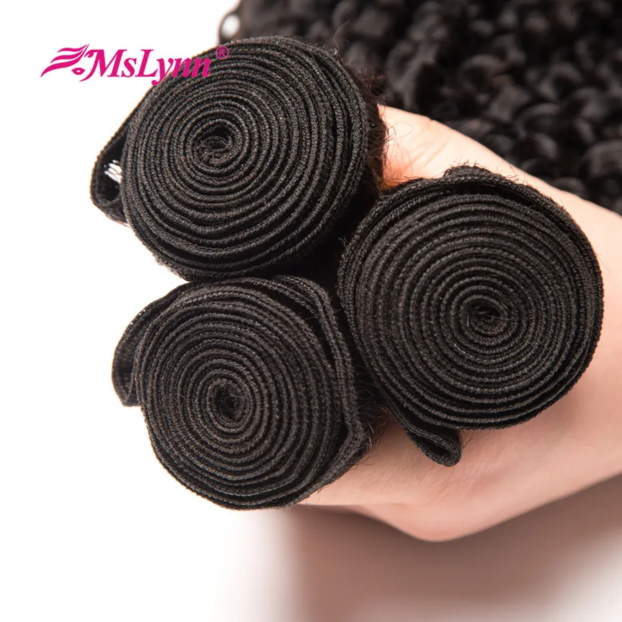 altMslynn 360 Lace Frontal With Bundle Brazilian Kinky Straight Hair 3 Bundles With Closure Human Hair Weave Extension Non Remy