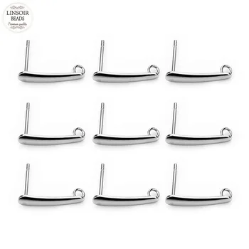 

30 pcs/lot Stainless Steel Blank Earring Base Silver Tone 3*15 mm Long Strip Cabochon Settings Stud Earrings DIY Jewelry Making